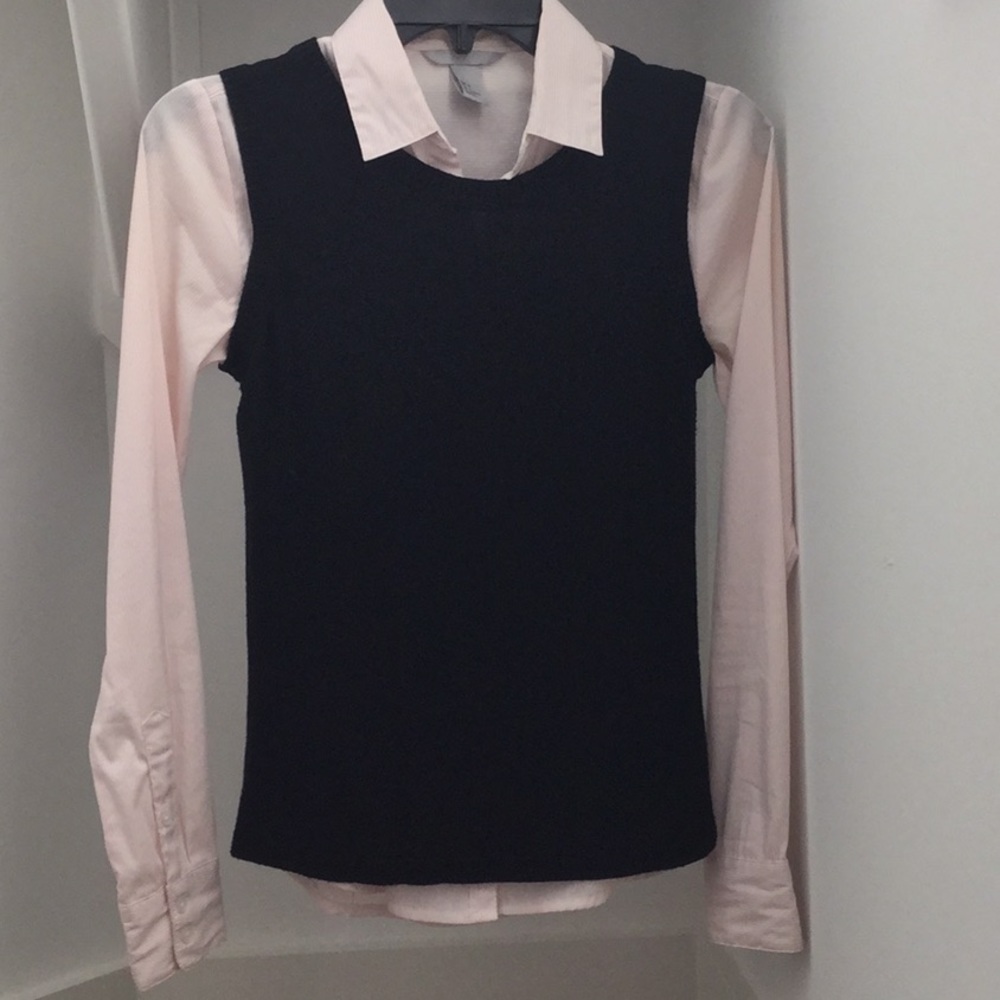 Striped buttoned down shirt and vest